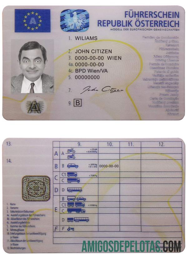 Carta de condução austríaca baixar para verificação